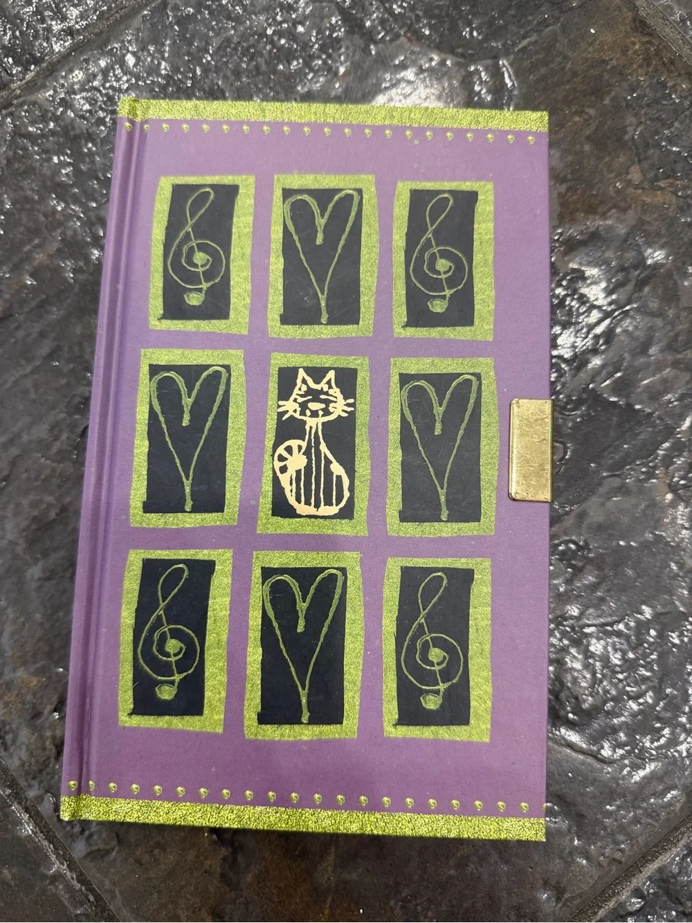 Vintage Markings Ani Allen Purple Cat Heart Music Journal